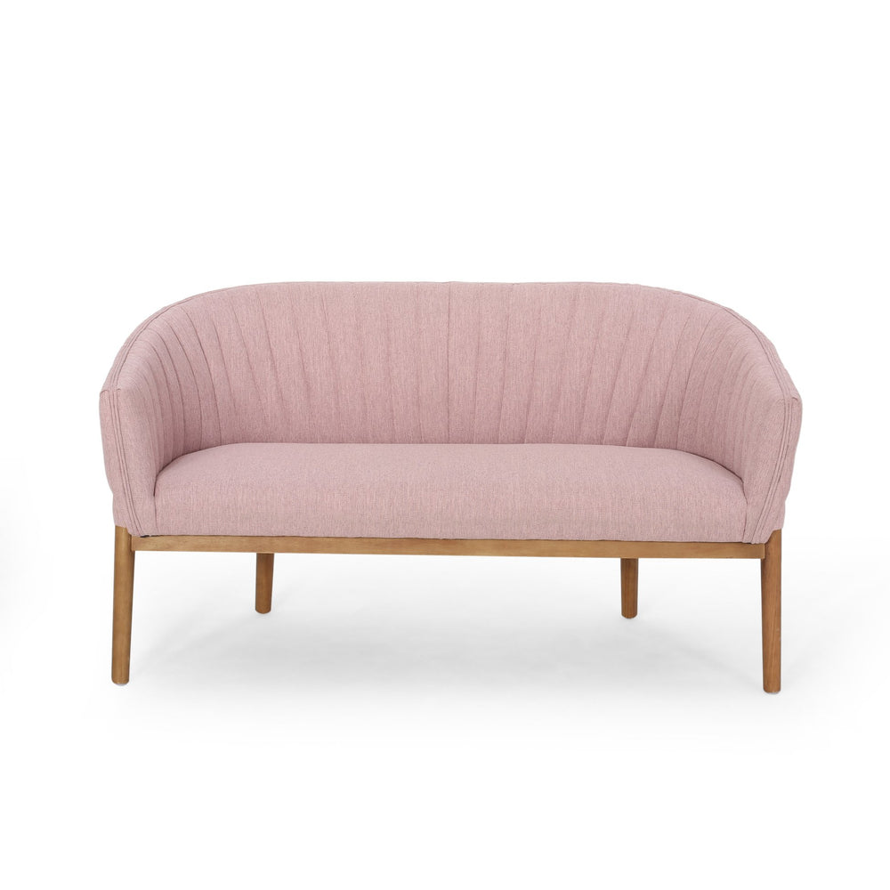 English Elm Loveseat Mid-century Modern Channel Tufted Upholstered Sofa with Rubberwood Tapered Legs 65780.00FLBLSH