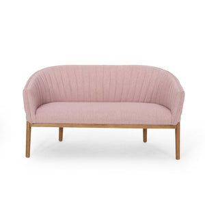 English Elm Loveseat Mid-century Modern Channel Tufted Upholstered Sofa with Rubberwood Tapered Legs 65780.00FLBLSH
