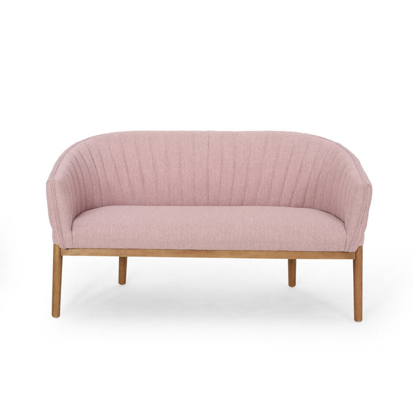 English Elm Loveseat Mid-century Modern Channel Tufted Upholstered Sofa with Rubberwood Tapered Legs 65780.00FLBLSH