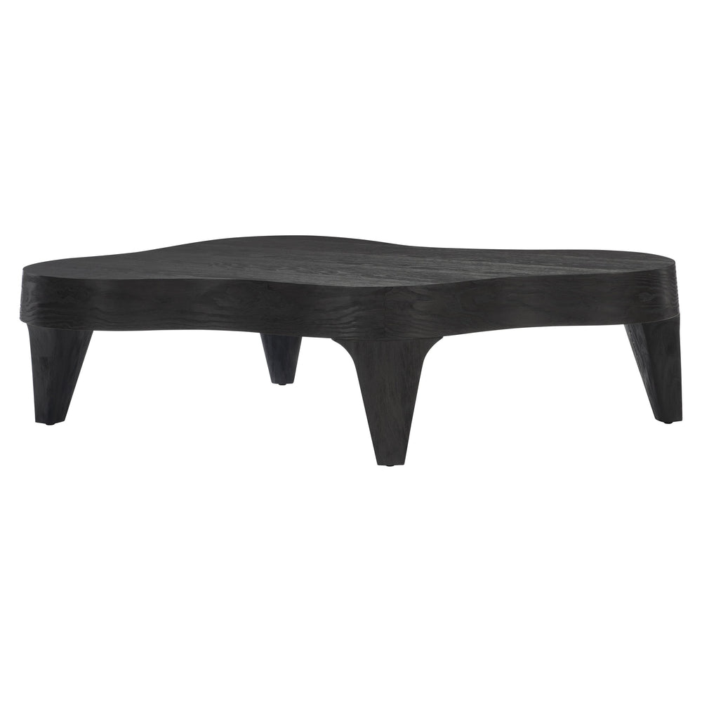 Bernhardt Bernhardt Katana Cocktail Table—Blackened Pine Semi-Rectangular Low-Profile Sculptural Centerpiece 426016