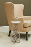 Gypsum Stone-Top Drink Table with Metal Base Silver with Stone and Metal Finish P301592 Pulaski Furniture