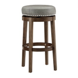 Homelegance By Top-Line Emerson Brown Finish Faux Leather 29" Swivel Bar Height Stool (Set of 2) Grey Rubberwood