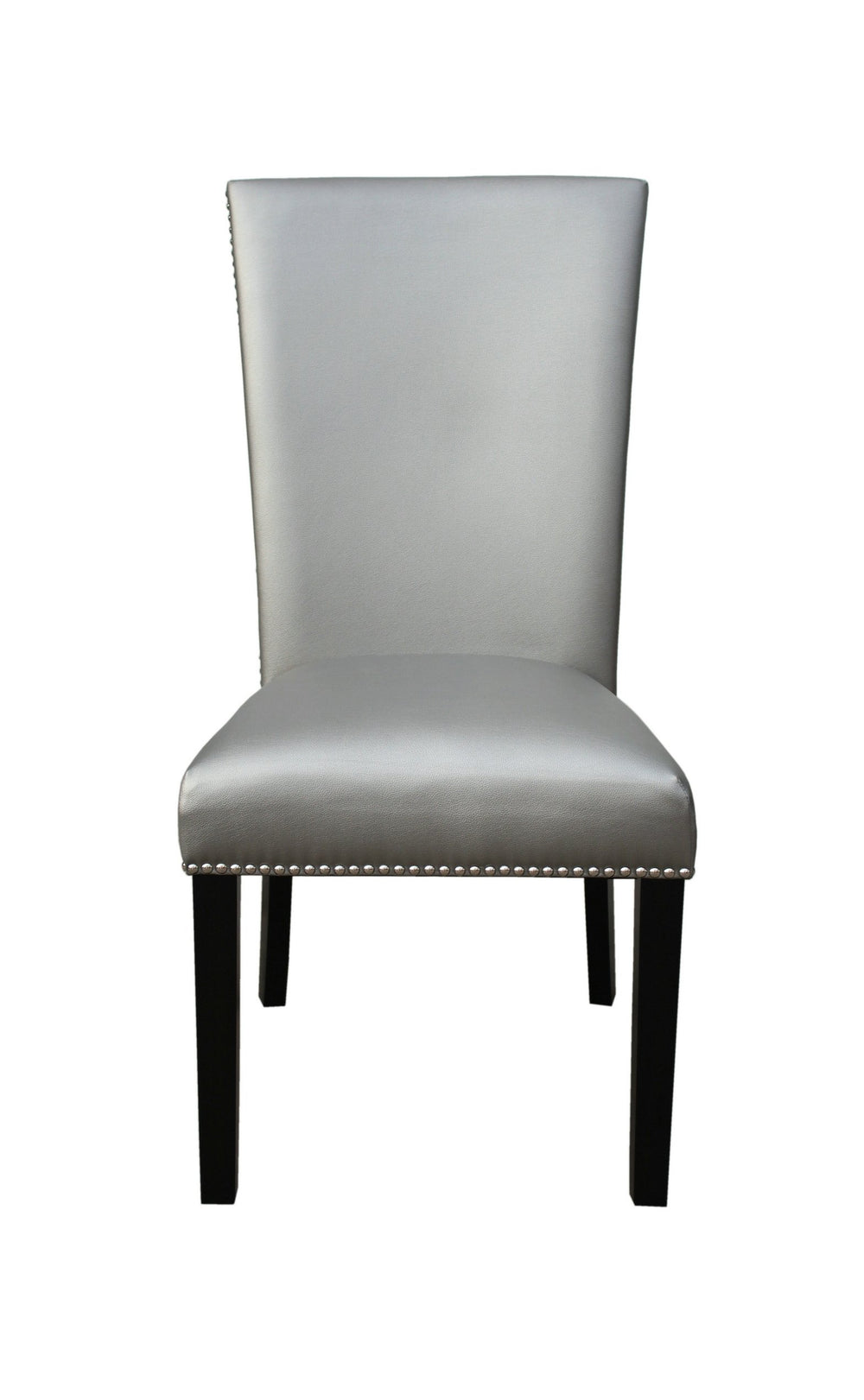 English Elm Steve Silver - Camila Silver PU Dining Chairs (Set of 2) - Stylish Faux Leather, Nailhead Trim, Floor Glides, 41.75" B081P157868