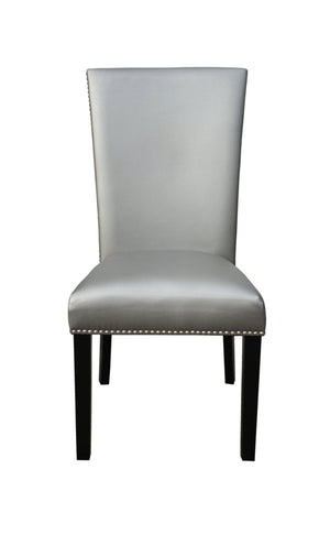 English Elm Steve Silver - Camila Silver PU Dining Chairs (Set of 2) - Stylish Faux Leather, Nailhead Trim, Floor Glides, 41.75" B081P157868