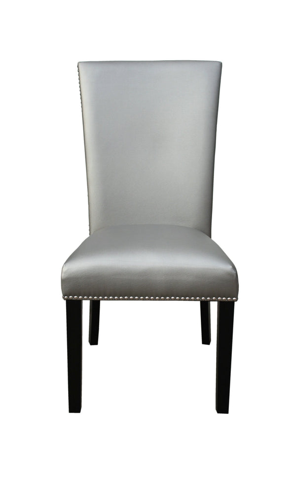 English Elm Steve Silver - Camila Silver PU Dining Chairs (Set of 2) - Stylish Faux Leather, Nailhead Trim, Floor Glides, 41.75" B081P157868