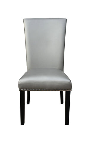 English Elm Steve Silver - Camila Silver PU Dining Chairs (Set of 2) - Stylish Faux Leather, Nailhead Trim, Floor Glides, 41.75" B081P157868