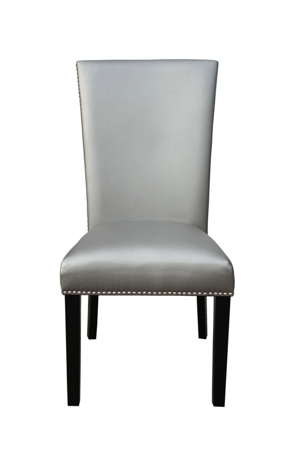 English Elm Steve Silver - Camila Silver PU Dining Chairs (Set of 2) - Stylish Faux Leather, Nailhead Trim, Floor Glides, 41.75" B081P157868