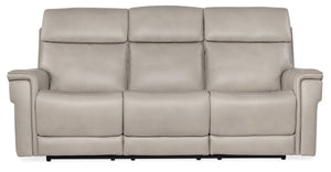 Hooker Furniture Lyra Zero Gravity Recliner Sofa With Power Headrest, Lumbar Support, Usb Charging, Cupholder, Top-Grain Leather Light Gray SS608-PHZL3-091