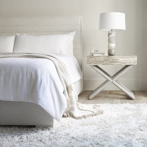 Bernhardt Bernhardt Sereno Upholstered King Panel Bed With Channel Headboard, Exposed Wood Feet, Rustic Modern Charm K1945