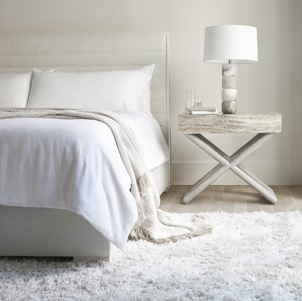 Bernhardt Bernhardt Sereno Upholstered King Panel Bed With Channel Headboard, Exposed Wood Feet, Rustic Modern Charm K1945