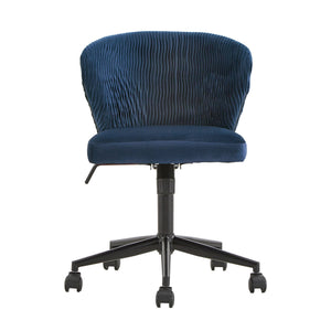 Homelegance By Top-Line Edoardo Curved Back Velvet Wave Pattern Office Chair Blue Velvet