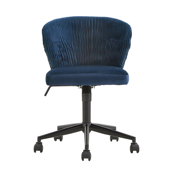 Homelegance By Top-Line Edoardo Curved Back Velvet Wave Pattern Office Chair Blue Velvet