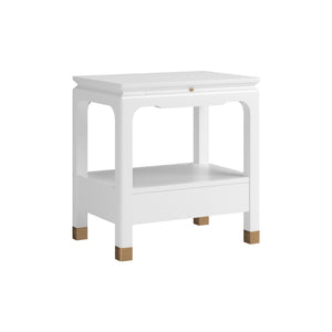 A.R.T. Furniture Eave Bedside Table - Pagoda-Inspired Design with Elegant Storage and Architectural Charm for Bedrooms White 436140-1866