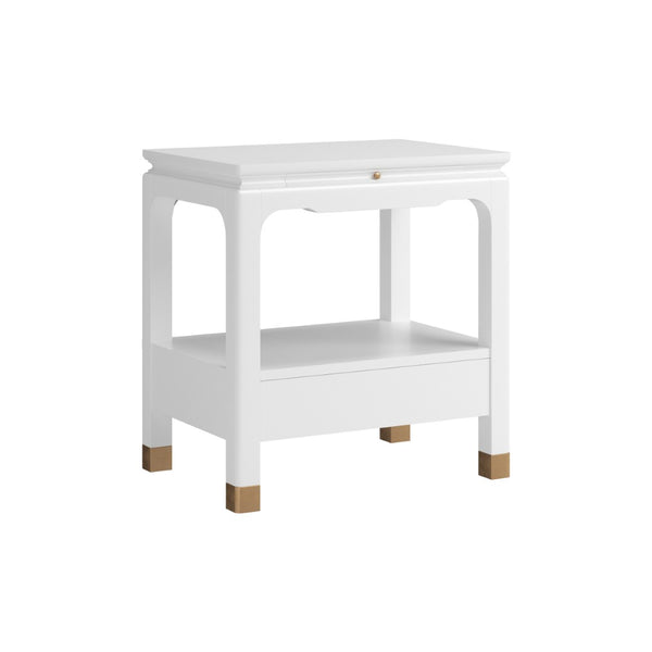 A.R.T. Furniture Eave Bedside Table - Pagoda-Inspired Design with Elegant Storage and Architectural Charm for Bedrooms White 436140-1866