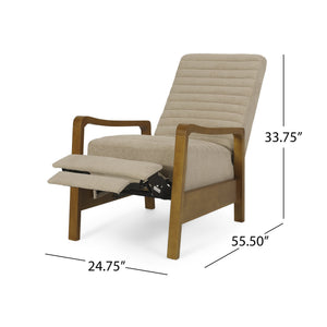 English Elm Christopher Knight Home® - Fabric Sand Push-Back Recliner Chair with Channel Stitching, Rubberwood Frame, Compact Comfort Lounge — Ergonomic Manual Club Seat (Sand) 71261.00SND