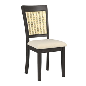 Homelegance By Top-Line Delroy Cane Accent Slat Back Dining Chairs (Set of 2) Black Rubberwood