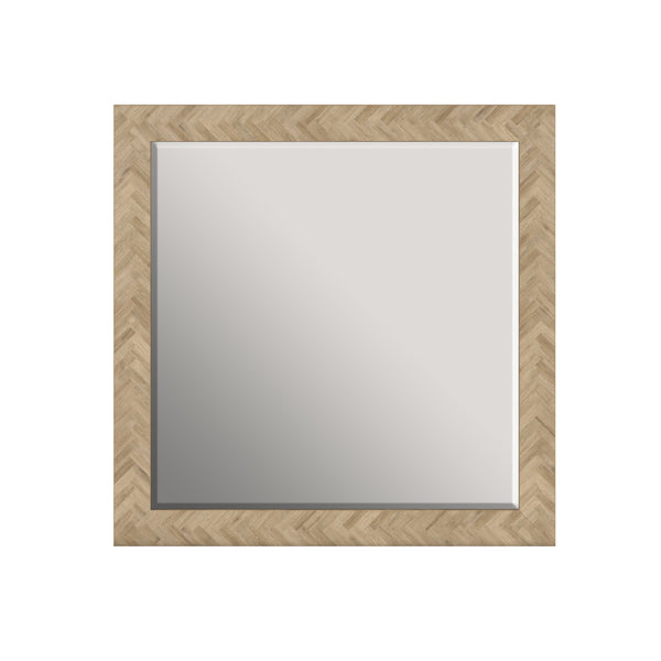A.R.T. Furniture Garrison Square Mirror - Casual Contemporary Design In Washed Oak With Beveled Edges & Herringbone Frame Brown Parawood Solids With Ash Embossing,White Oak Veneers,Glass 322121-1302