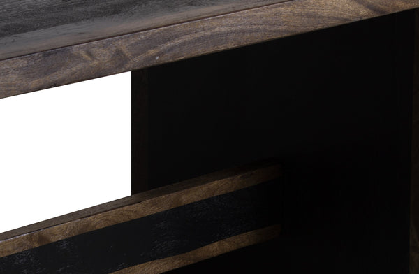 Porter Designs Porter Udo Solid Mango Wood Dining Table With Two-tone Finish, Stylish Trestles For Modern Elegance Black Wood 07-108-01-8791