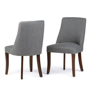 English Elm Walden Slate Grey Deluxe Dining Chair Set of 2 — Upholstered Linen Look, Curved Back, Solid Wood Legs B136P158588