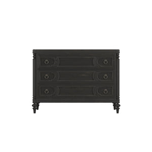 Atrium 3 Drawer Chest - Elegant Blackened Sable Finish with Curved Moldings & Oil Rubbed Bronze Pulls