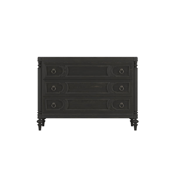 Atrium 3 Drawer Chest - Elegant Blackened Sable Finish with Curved Moldings & Oil Rubbed Bronze Pulls