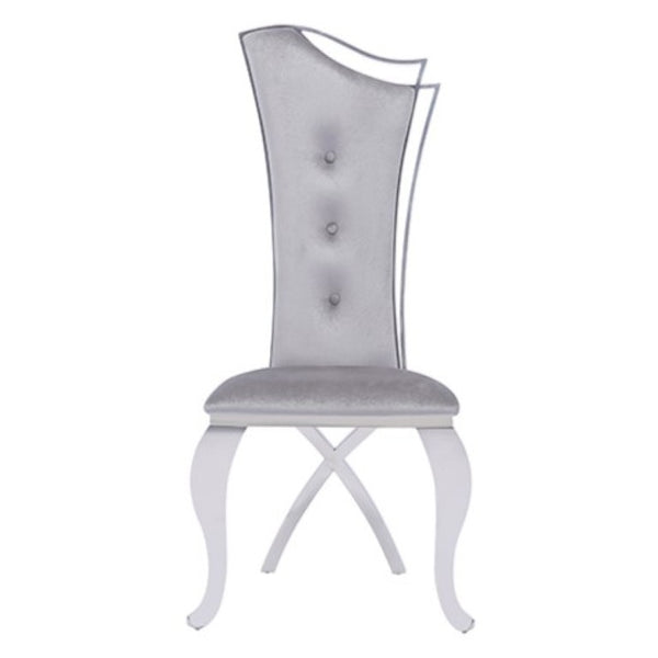 VIG Furniture Bonnie Grey Velvet Dining Chairs Set Of 2 — Asymmetrical Back, Polished Stainless Steel Accent, Fully Assembled VGZAY906-1-GRYBT