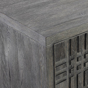 Bernhardt Bernhardt Tribeca Buffet With Geometric Raised Doors, Dark Tadon Oak & Textured Steel Base, 64.5" 333134