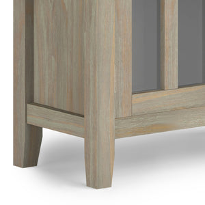 English Elm Artisan Low Storage Cabinet - Distressed Grey Wood, Glass Doors, Adjustable Shelves For Versatile Elegance B136P158394