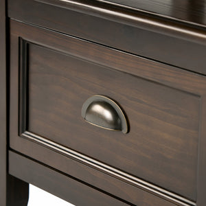 English Elm Burlington Handcrafted Entryway Storage Bench with 2 Drawers, Dark Mahogany Wood, Seats 2 Comfortably B136P159508