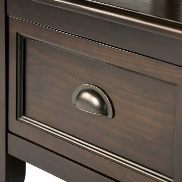 English Elm Burlington Handcrafted Entryway Storage Bench with 2 Drawers, Dark Mahogany Wood, Seats 2 Comfortably B136P159508