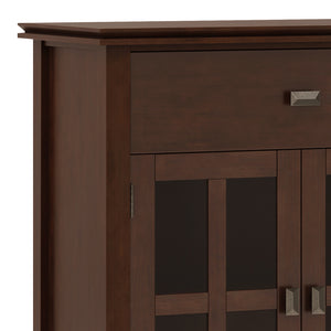 English Elm Artisan Solid Wood 4-Door Sideboard Buffet In Rich Russet Brown – Timeless Craftsmanship & Storage Solution B136P158430