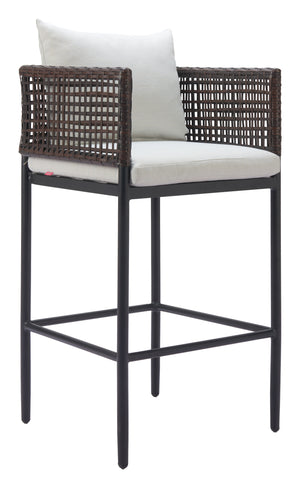 Palm Paradise Barstool Gray 704028 Zuo Modern