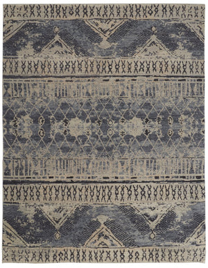 Feizy Rugs Palomar Hand-knotted Wool Rug - Luxurious Low Pile For High-traffic Areas, Stain & Fade Resistant Blue,Gray,Ivory Wool Pal6572fblu000c50