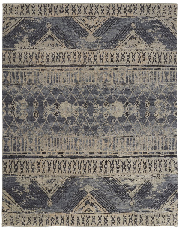 Feizy Rugs Palomar Hand-knotted Wool Rug - Luxurious Low Pile For High-traffic Areas, Stain & Fade Resistant Blue,Gray,Ivory Wool Pal6572fblu000c50