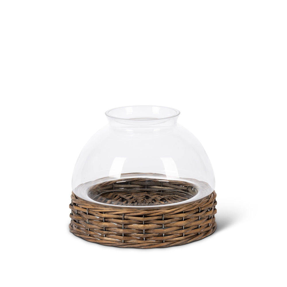 Glass Dome with Rattan Base, 14" ECL95358 Park Hill