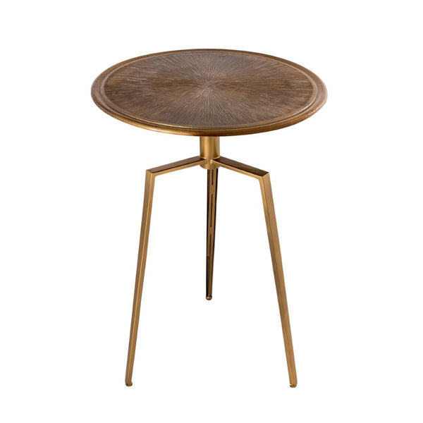 Pasargad Delos Antique Brass Finish Round Side Table - Handcrafted Iron Accent For Elegant Decor Brass Metal Prr-006