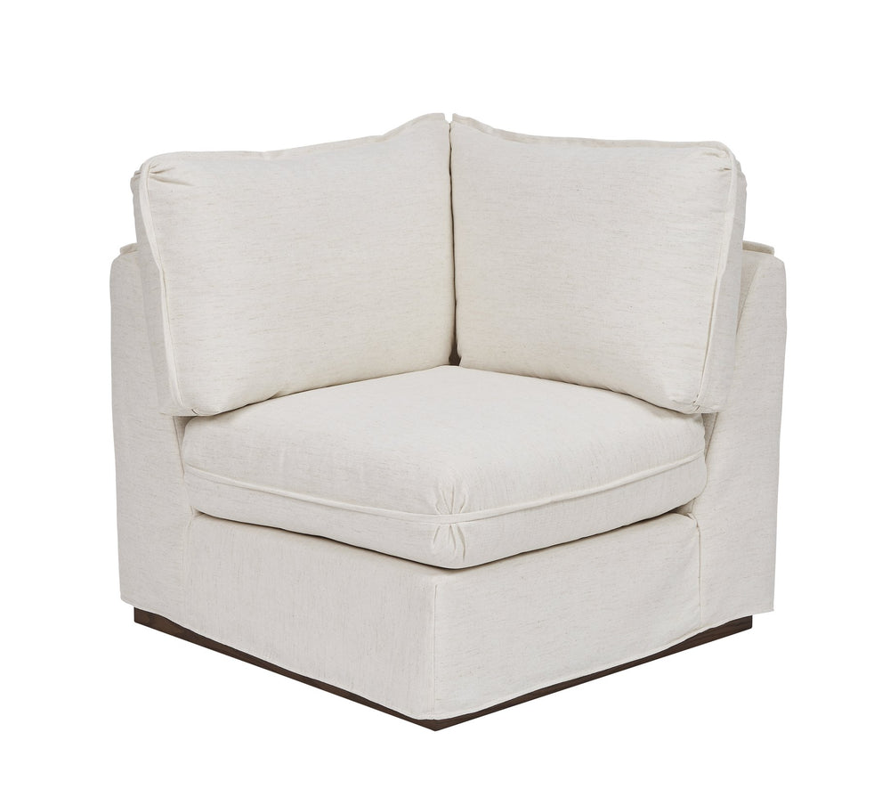 A.R.T. Furniture Alias Corner Chair In Light Oak Finish With Slipcover And Luxurious Fiber Blenddown Cushioning White Slipcover In A Polyester,Linen Blend Fabric,In A Vanilla Coloration 761513-5302