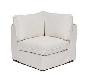 A.R.T. Furniture Alias Corner Chair In Light Oak Finish With Slipcover And Luxurious Fiber Blenddown Cushioning White Slipcover In A Polyester,Linen Blend Fabric,In A Vanilla Coloration 761513-5302