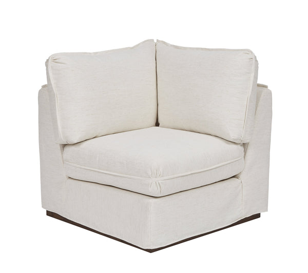 A.R.T. Furniture Alias Corner Chair In Light Oak Finish With Slipcover And Luxurious Fiber Blenddown Cushioning White Slipcover In A Polyester,Linen Blend Fabric,In A Vanilla Coloration 761513-5302