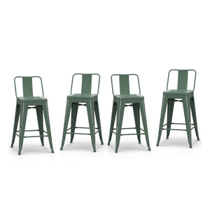 English Elm Rayne - Set Of 4 Stylish Deep Sage Green Metal Counter Stools For Kitchen & Bar Seating Comfort B136P159488-GIGA