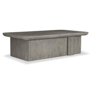 Bernhardt Bernhardt Monolith Cocktail Table In Wirebrushed Puma Oak — Sculptural Plinth Base, Rounded Top, Casters (64" W) 343015