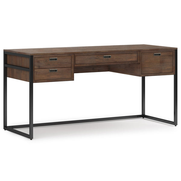English Elm Richmond Solid Acacia Wood Desk with Flip-Out Keyboard Tray, 3 Drawers, Rustic Aged Brown Finish B136P159548