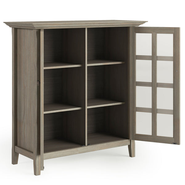 English Elm Acadian Medium Storage Cabinet - Distressed Grey, Solid Wood, Adjustable Shelves & Elegant Design B136P158279