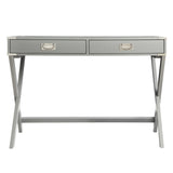 Homelegance By Top-Line Beatrix X-Base Wood Accent Campaign Writing Desk Grey MDF