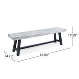 Christopher Knight Home® - Noble House - Outdoor Carlisle Benches, Sandblasted Light Gray + Black(Set Of 2)