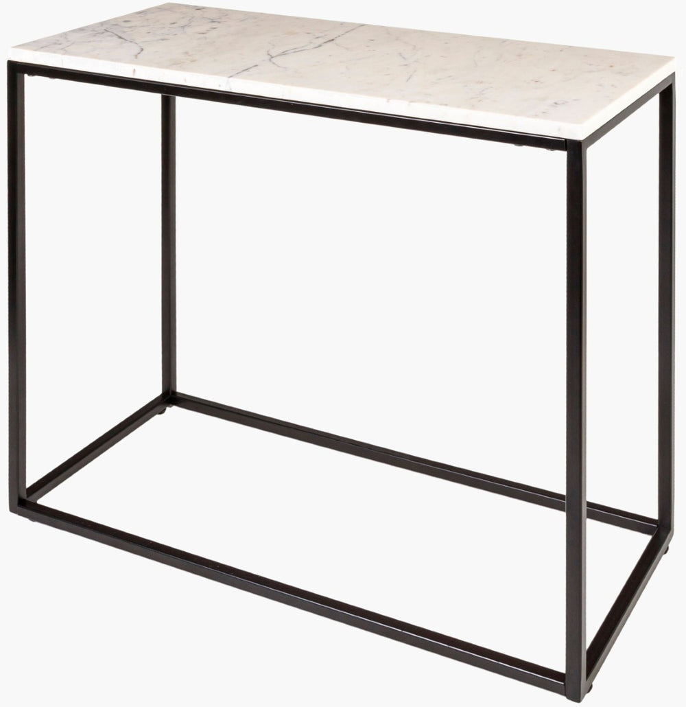 Livabliss Aryaa Marble Top End Table Handcrafted Metal Frame Slim Living Room Accent YAA-010