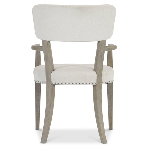 Bernhardt Bernhardt Albion Arm Chair — Casual Traditional Upholstered Dining Accent Chair With Pewter Oak Frame & Nailhead Trim 311542