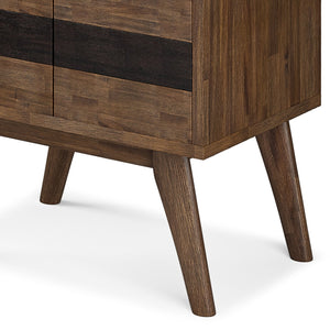 English Elm Clarkson Solid Acacia Bookcase with Storage — Rustic Aged Brown Finish, Adjustable Shelves & Doors B136P158776