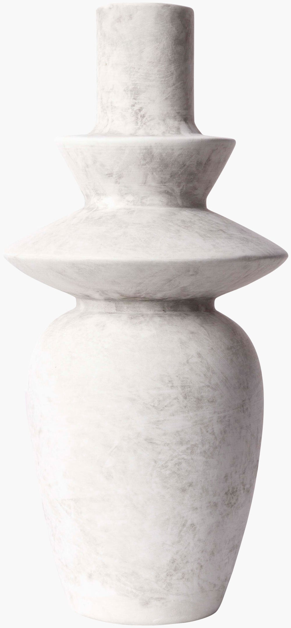 Surya Yagya Decorative Accent Vase - Modern Ceramic Home Decor With Unique Geometric Design, 14"H X 6"W White Ceramic Yag-003