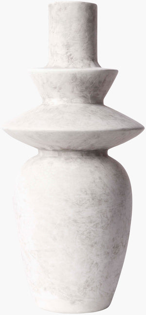 Surya Yagya Decorative Accent Vase - Modern Ceramic Home Decor With Unique Geometric Design, 14"H X 6"W White Ceramic Yag-003